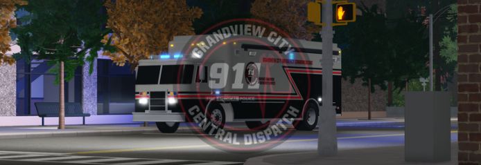 Grandview Emergency Communications ambulance responding at night